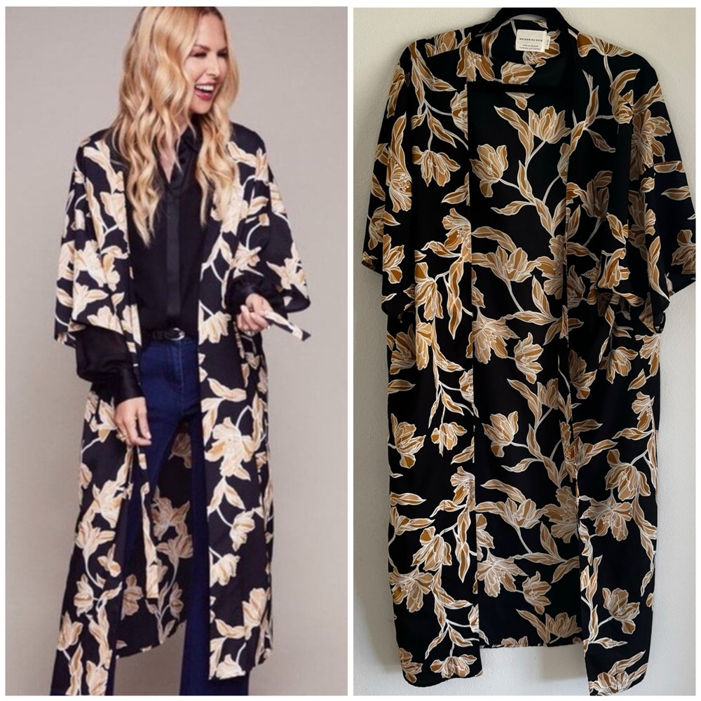 Maison Du Soir Black & Yellow Floral Kimono Cardigan S/M
